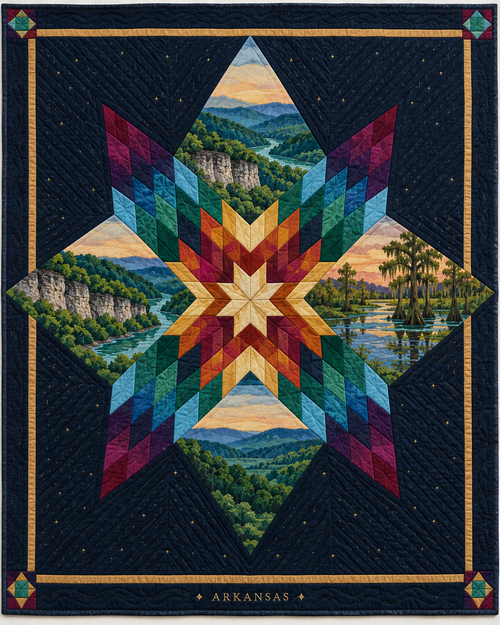 Arkansas Night Stars quilt blanket design