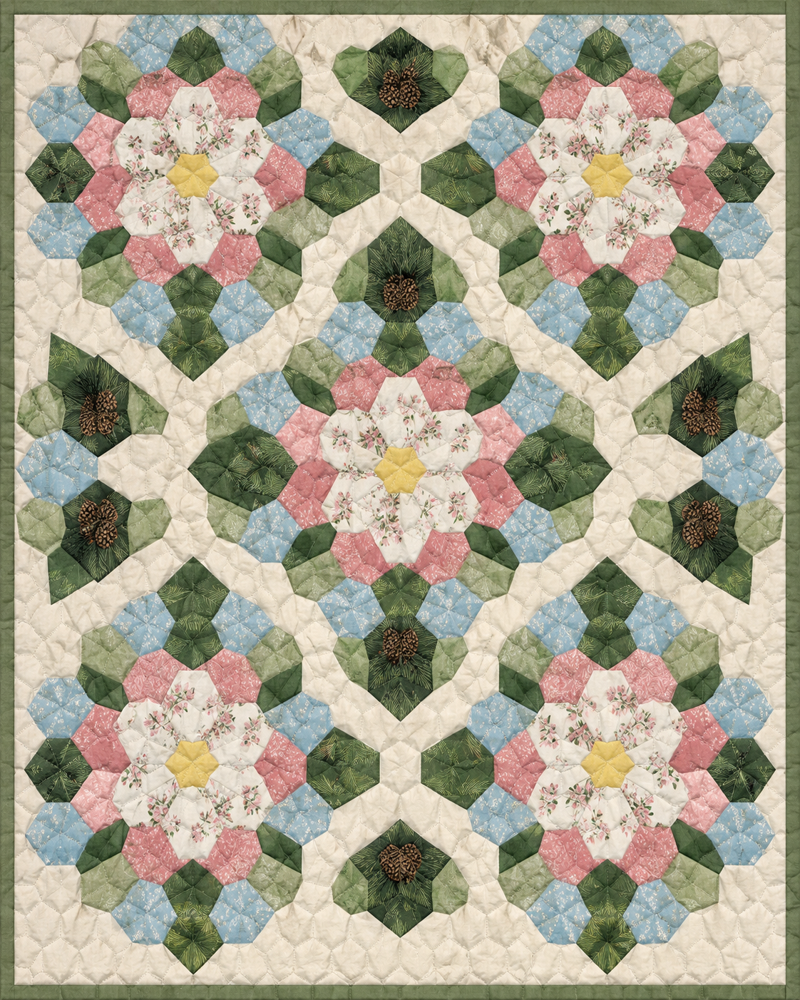 Arkansas Garden Hexagons quilt blanket design