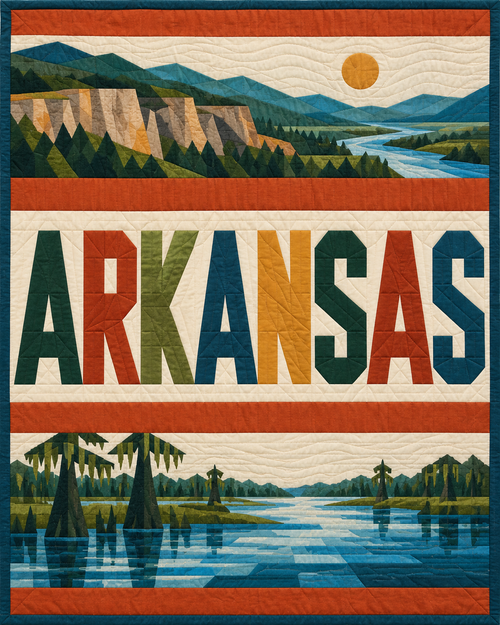 Arkansas Typography Bars quilt blanket design
