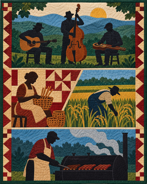 Arkansas Music and Gathering quilt blanket design
