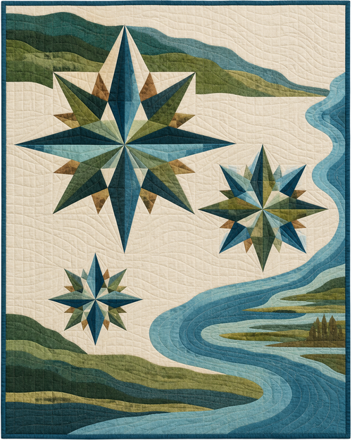 Arkansas Modern Compass quilt blanket design