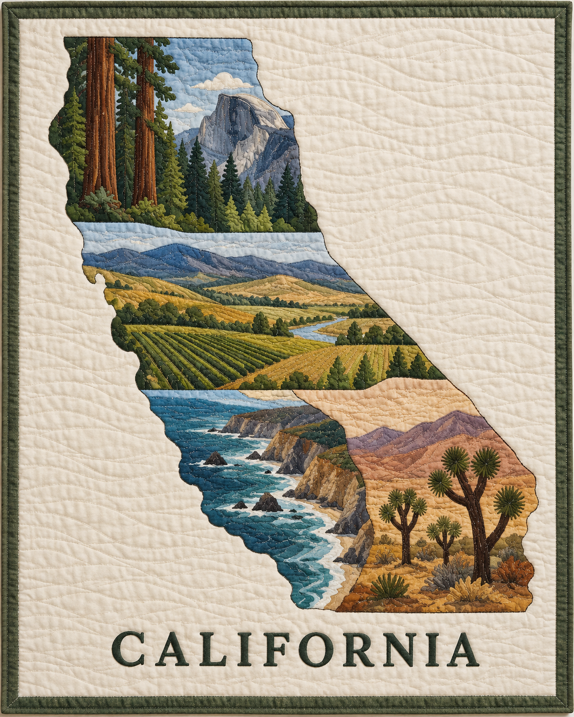 California State Silhouette quilt blanket design