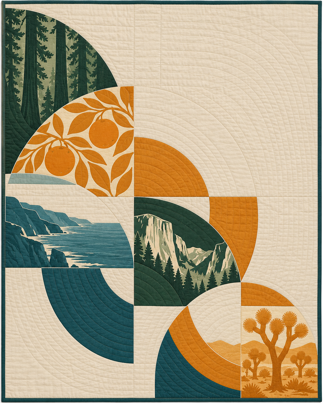 California Morning Orchard quilt blanket design