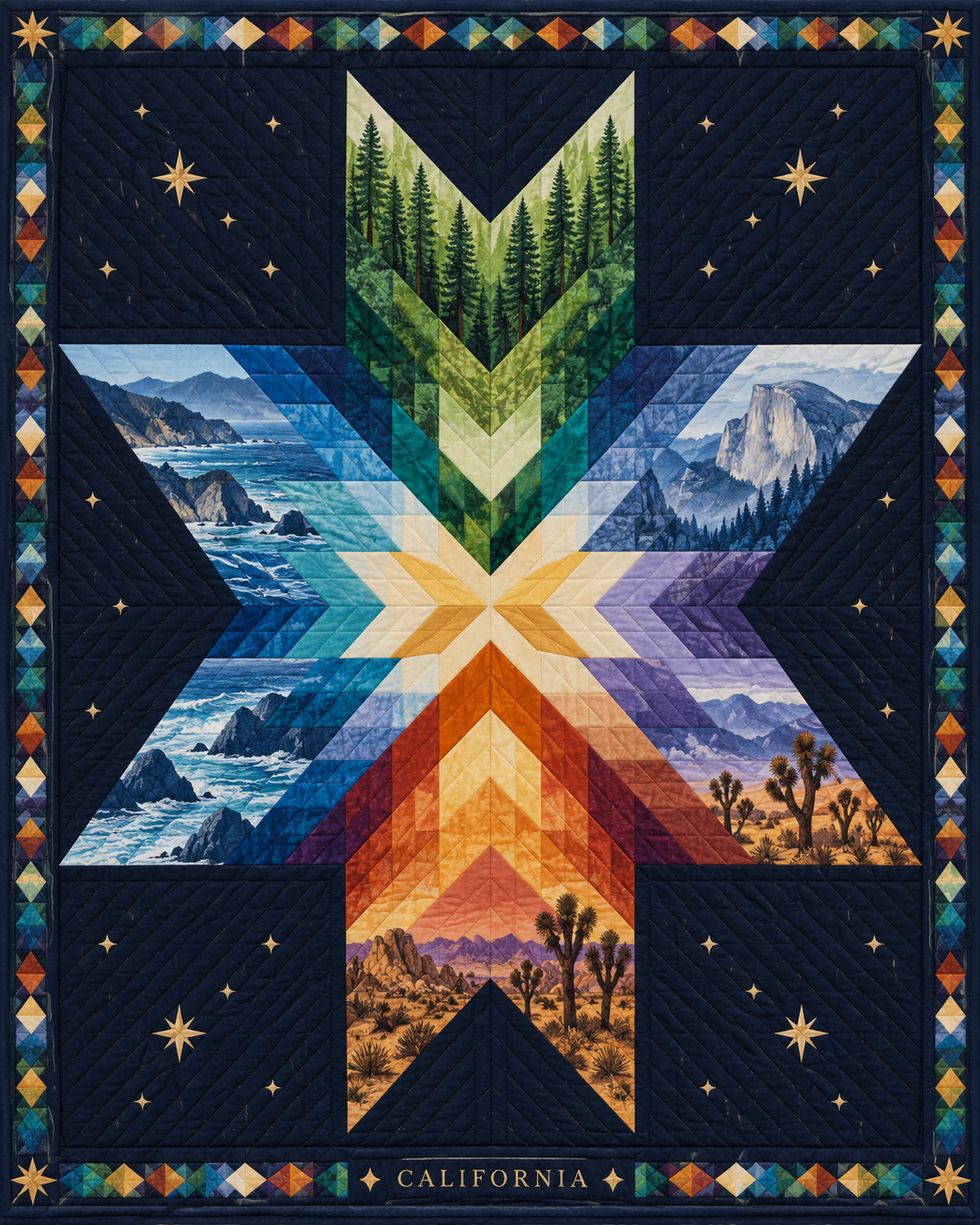 California Night Stars quilt blanket design