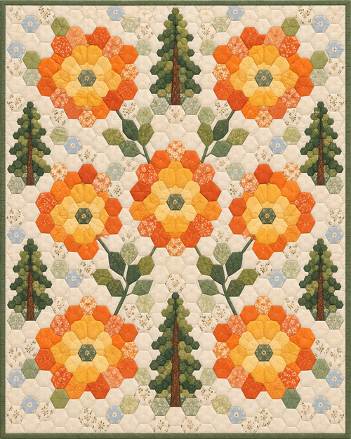 California Garden Hexagons quilt blanket design
