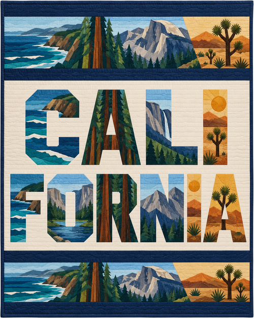 California Typography Bars quilt blanket design
