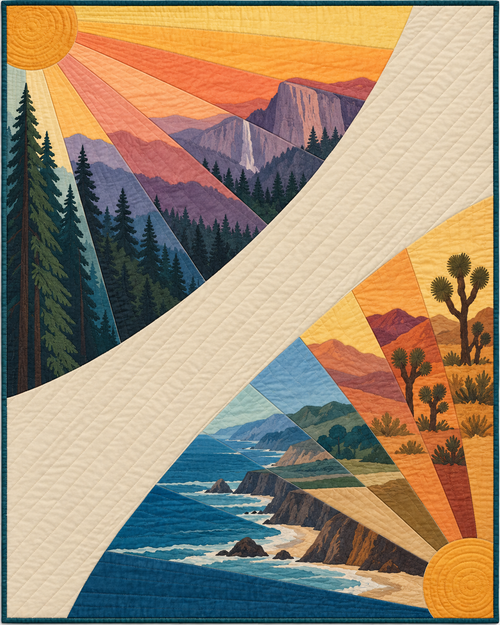 California Sunrise Fans quilt blanket design