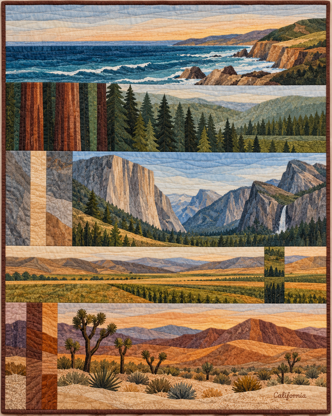 California Landscape Strata quilt blanket design