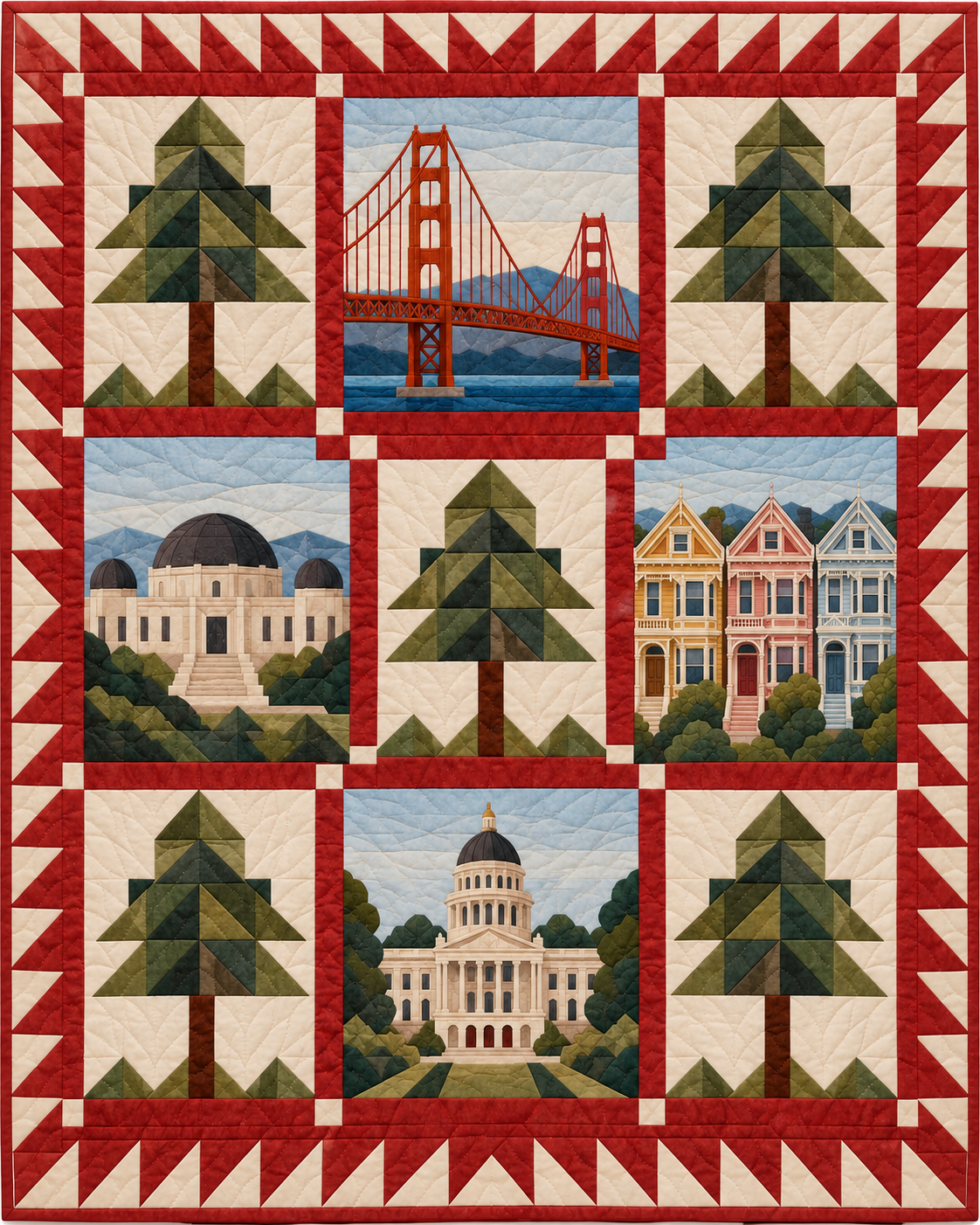 California Town Houses quilt blanket design