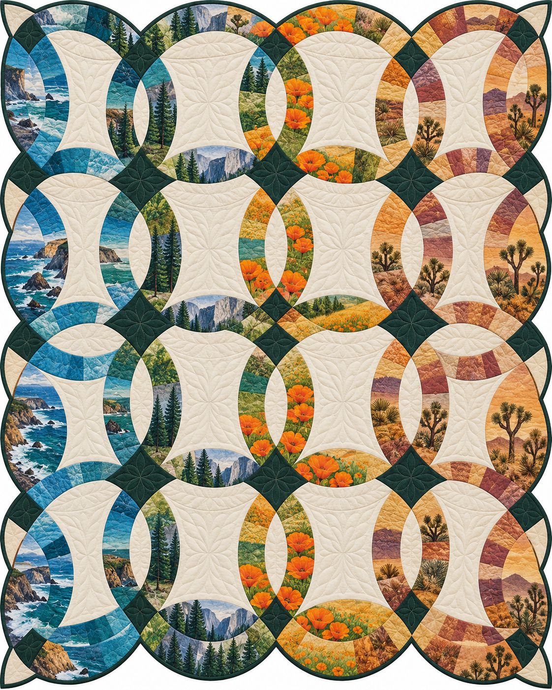 California Ribbon Rings quilt blanket design