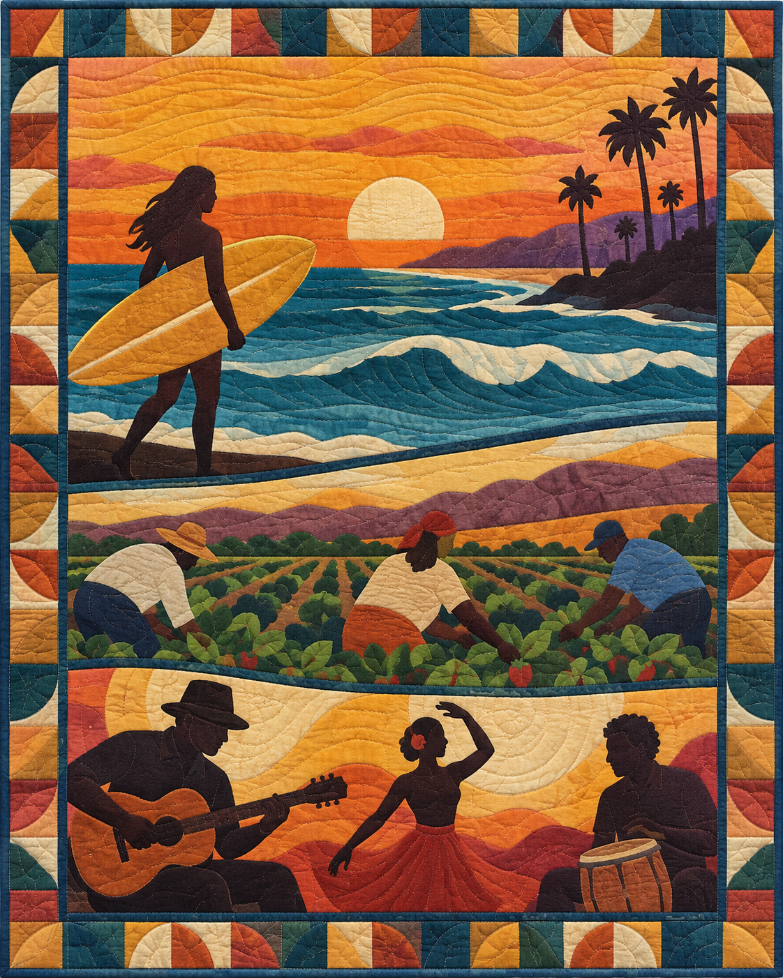 California Music and Gathering quilt blanket design