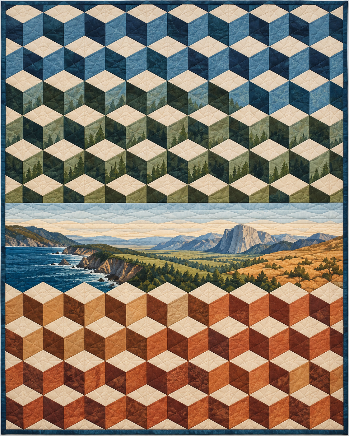 California Diamond Horizon quilt blanket design