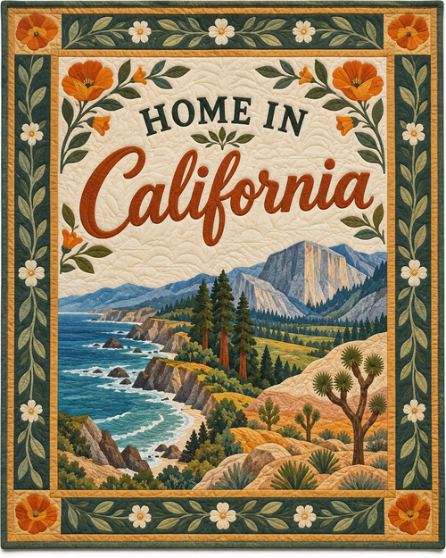 California Home Saying quilt blanket design