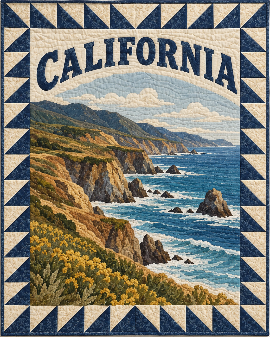 California Scenic Postcard quilt blanket design