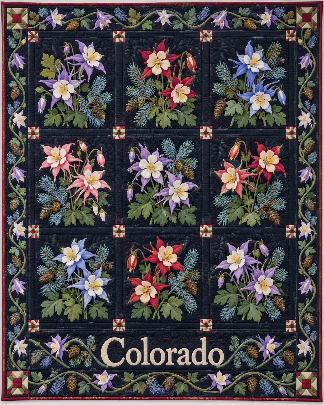 Colorado Flower Garden quilt blanket design