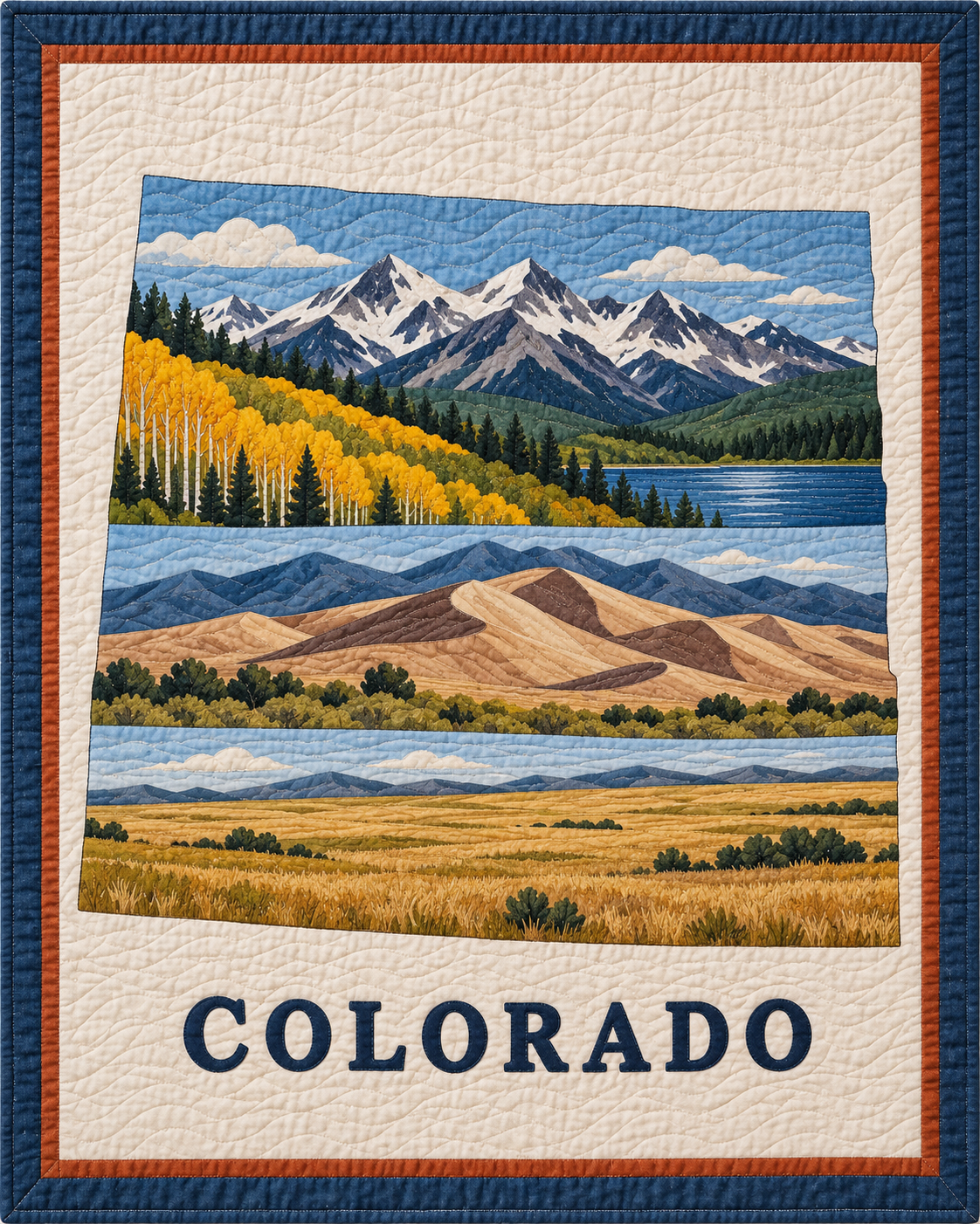 Colorado State Silhouette quilt blanket design
