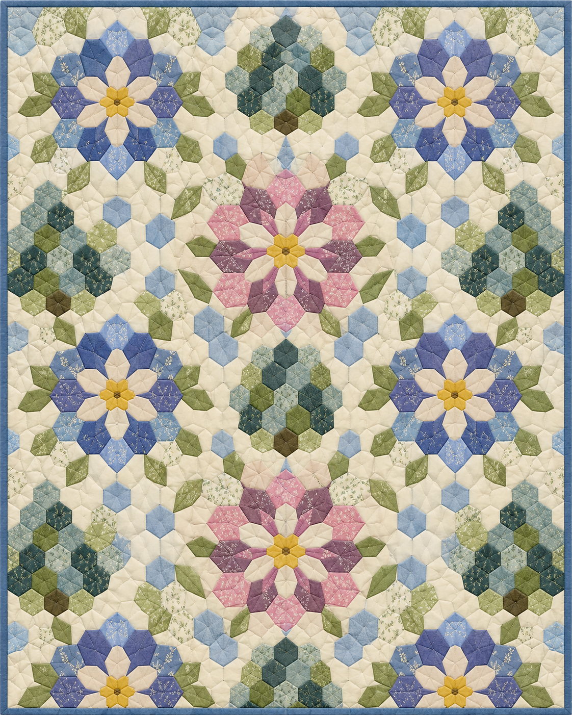 Colorado Garden Hexagons quilt blanket design
