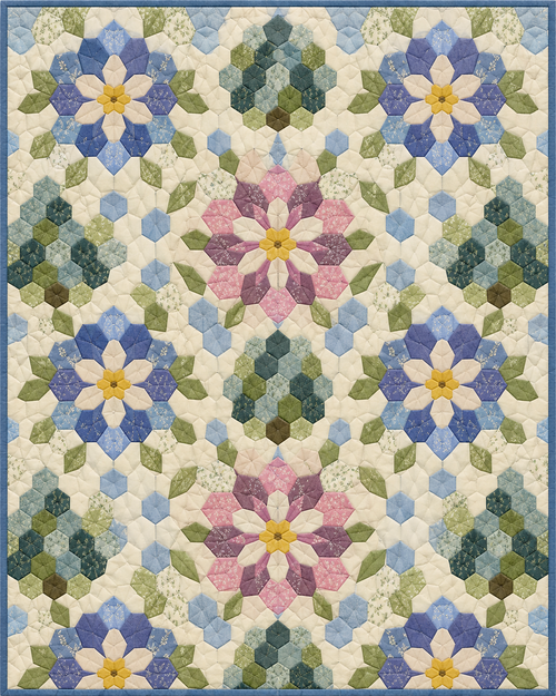 Colorado Garden Hexagons quilt blanket design