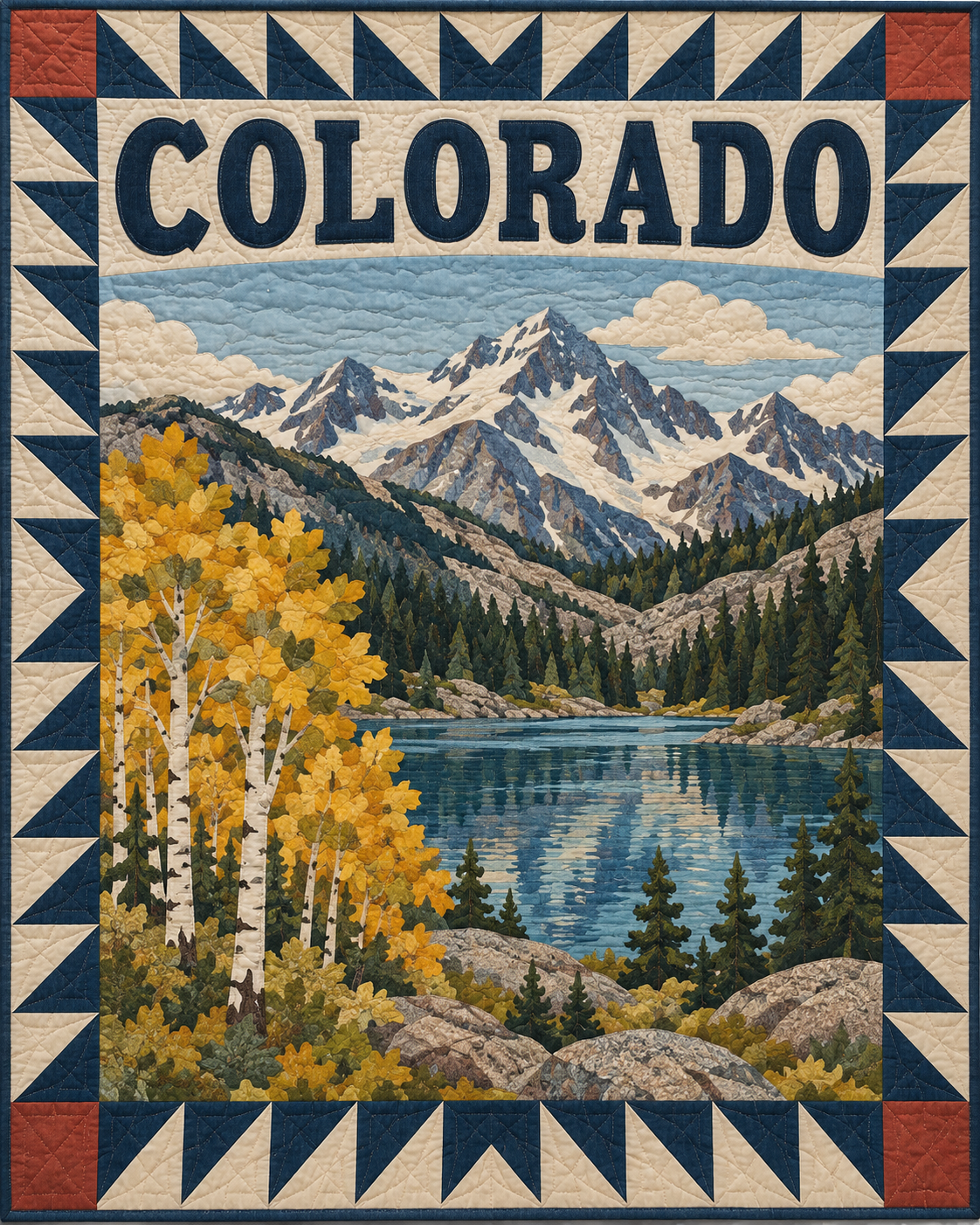 Colorado Scenic Postcard quilt blanket design