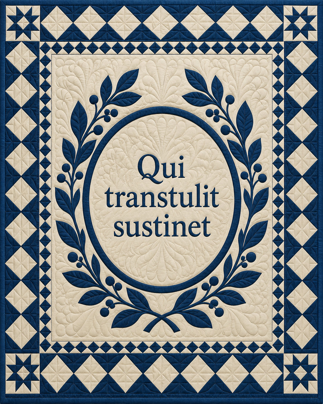 Connecticut Motto Medallion quilt blanket design