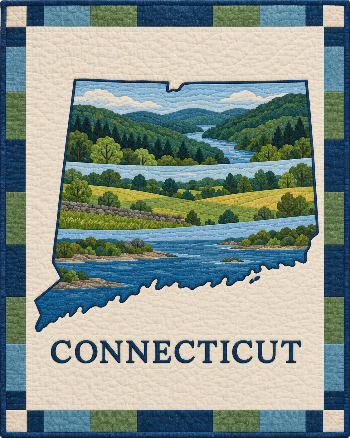 Connecticut State Silhouette quilt blanket design