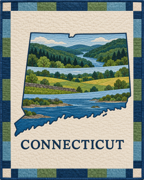 Connecticut State Silhouette quilt blanket design