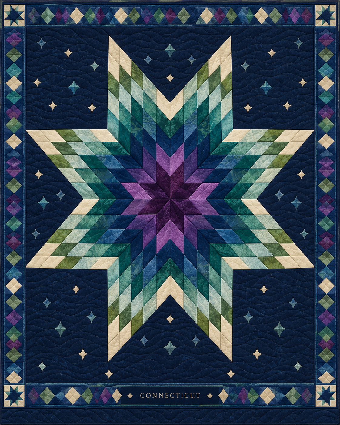 Connecticut Night Stars quilt blanket design