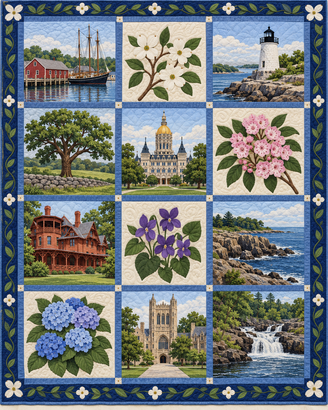 Connecticut Heritage Album quilt blanket design