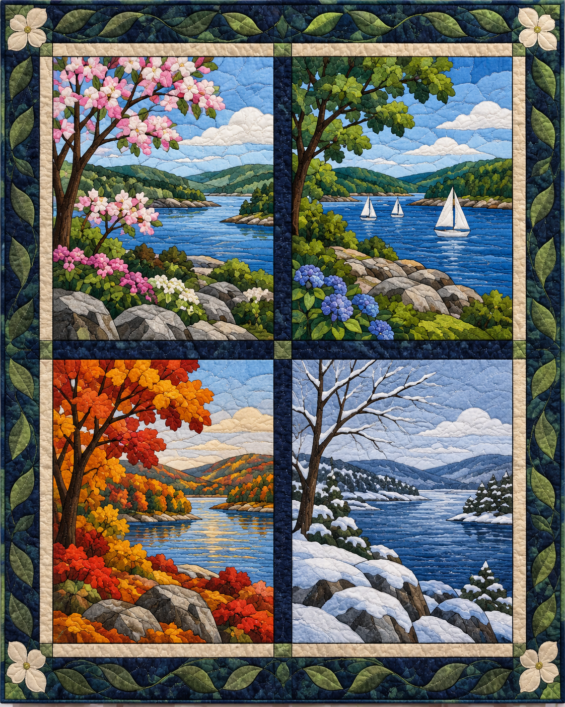 Connecticut Seasonal Windows quilt blanket design