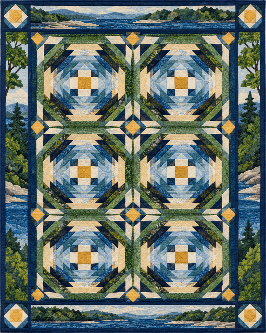 Connecticut Pineapple Radiance quilt blanket design