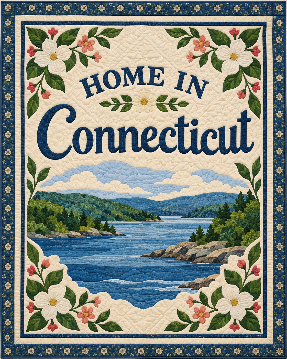 Connecticut Home Saying quilt blanket design