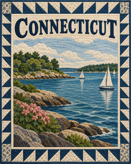 Connecticut Scenic Postcard quilt blanket design