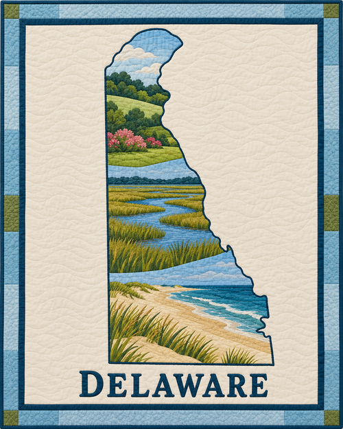 Delaware State Silhouette quilt blanket design