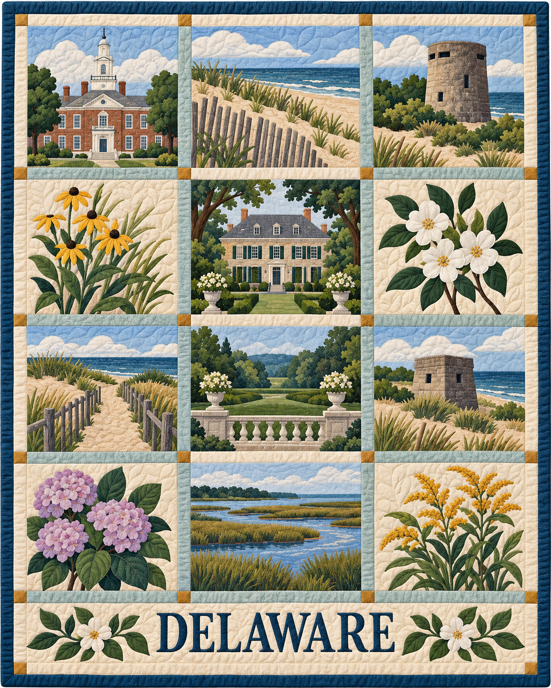 Delaware Heritage Album quilt blanket design