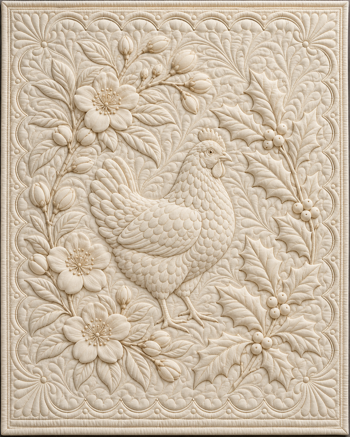 Delaware Botanical Whitework quilt blanket design