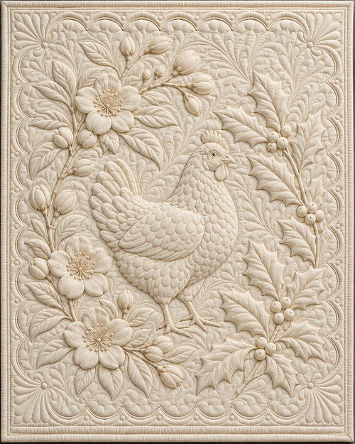 Delaware Botanical Whitework quilt blanket design