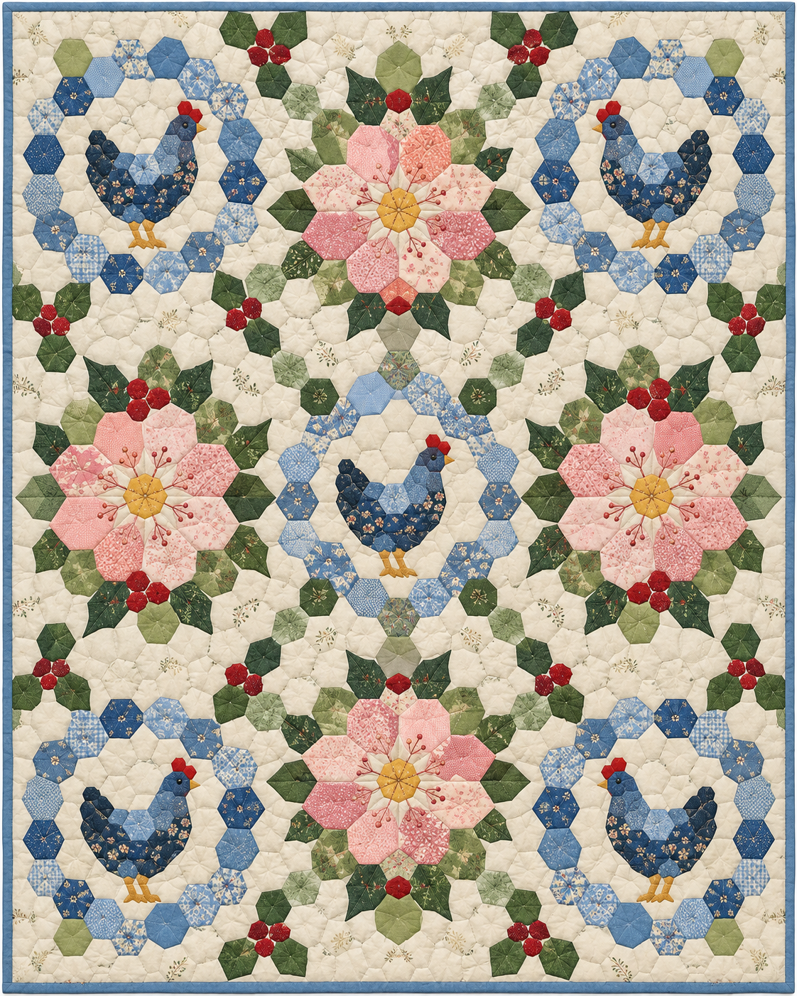 Delaware Garden Hexagons quilt blanket design