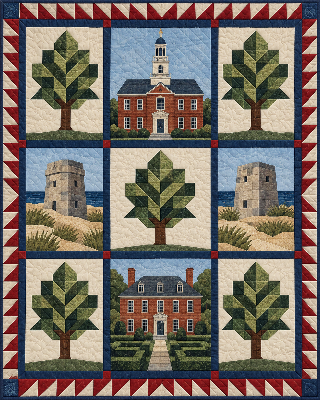 Delaware Town Houses quilt blanket design
