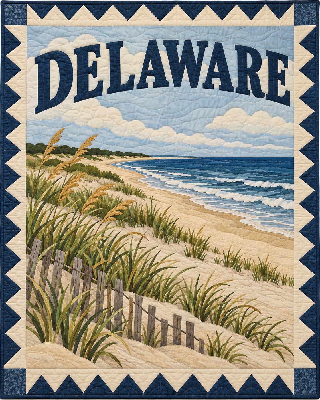 Delaware Scenic Postcard quilt blanket design