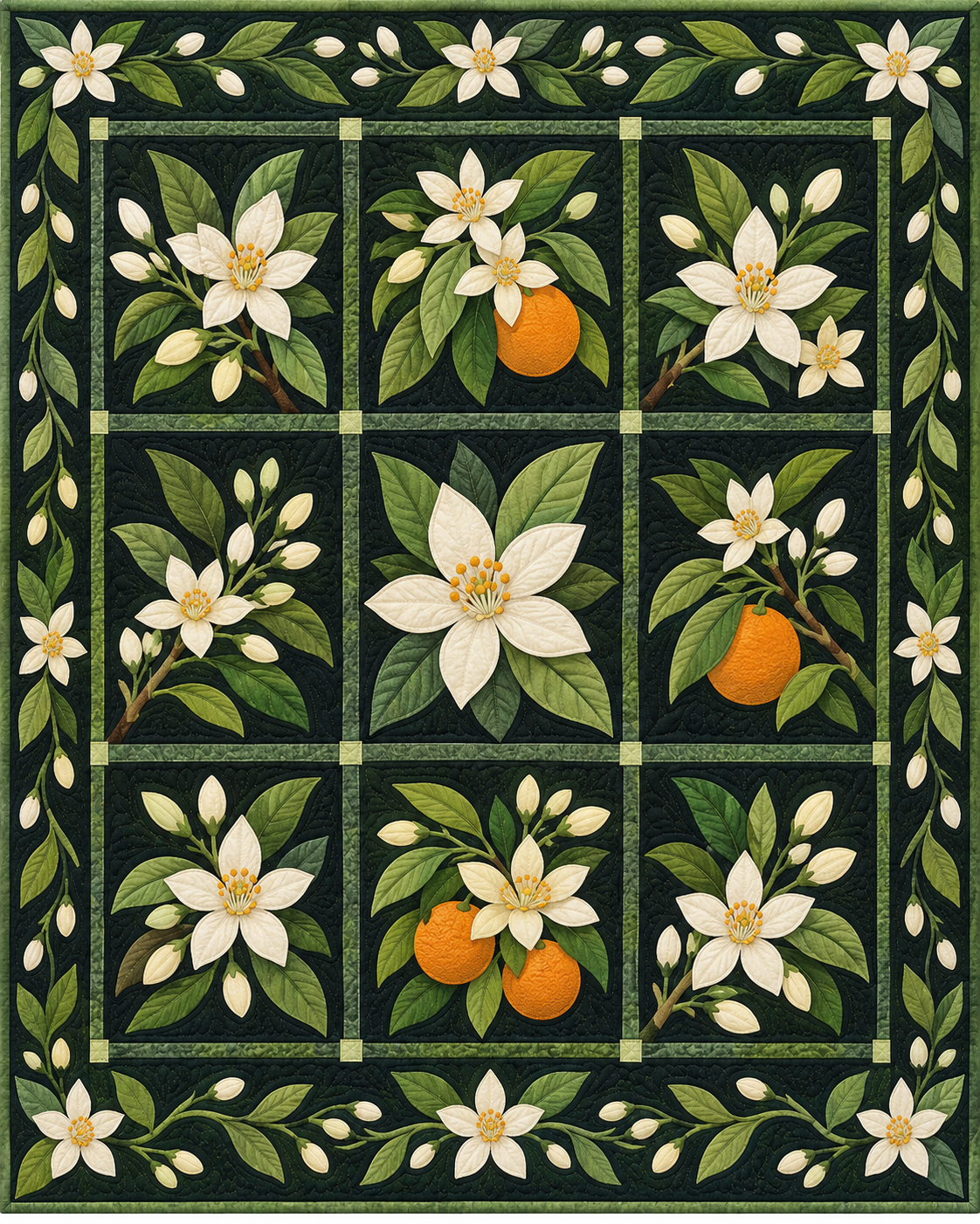 Florida Flower Garden quilt blanket design