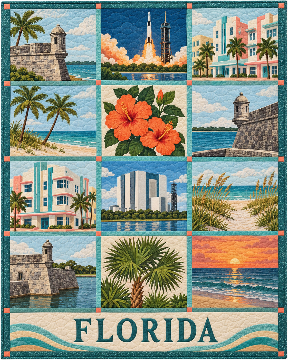 Florida Heritage Album quilt blanket design