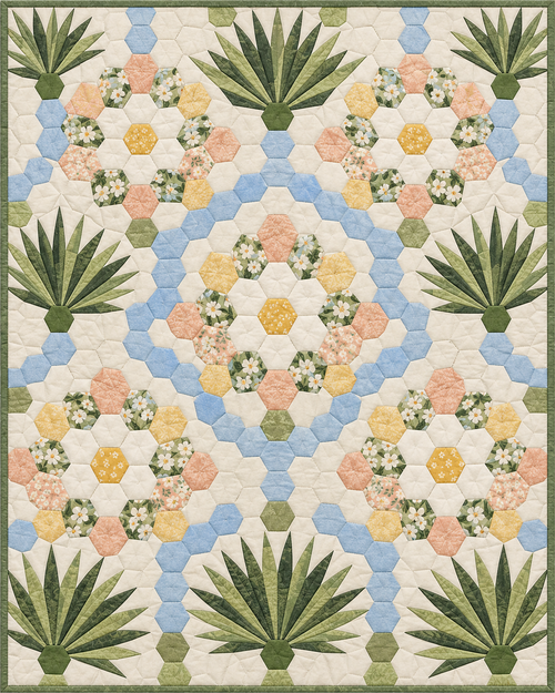 Florida Garden Hexagons quilt blanket design