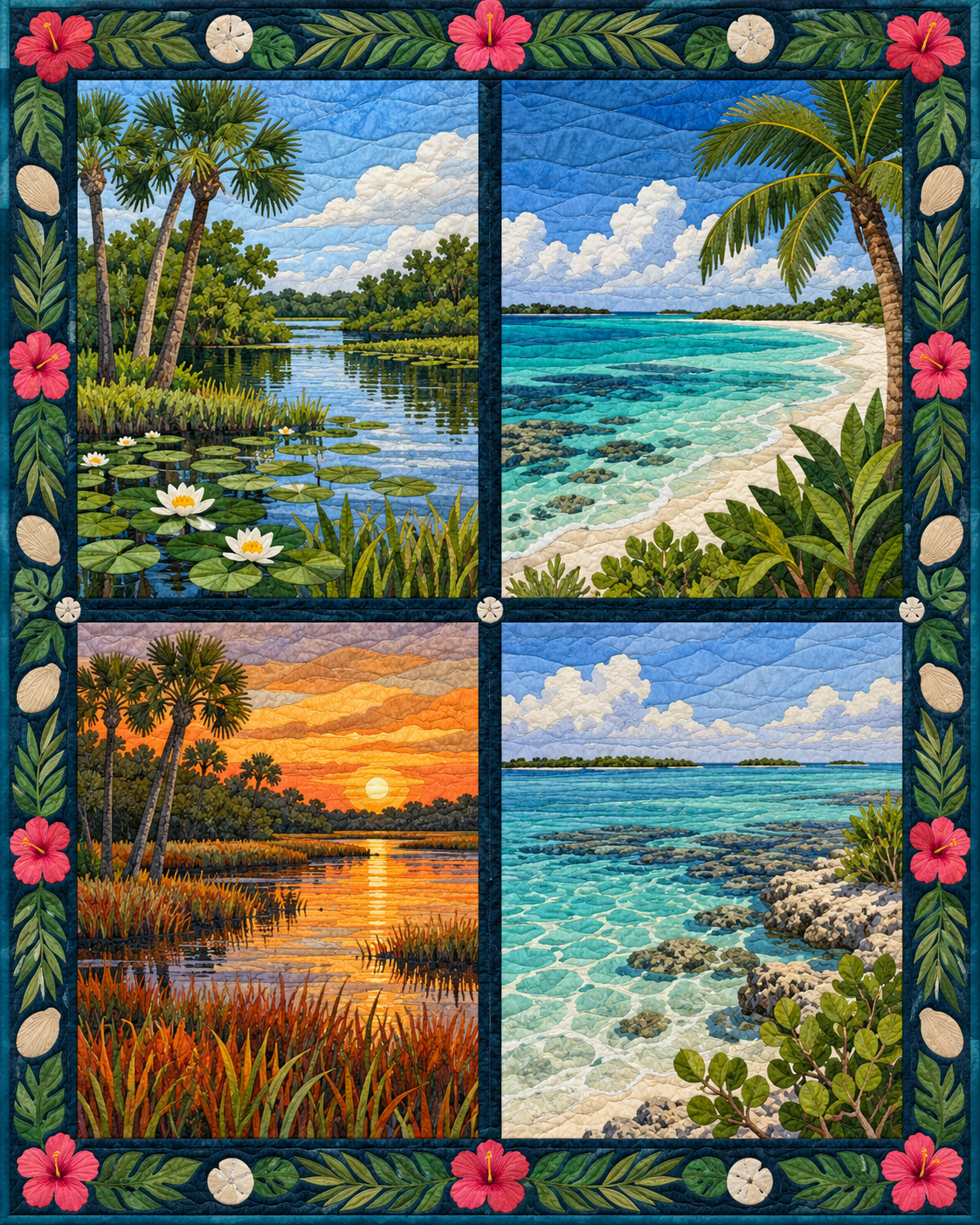 Florida Seasonal Windows quilt blanket design