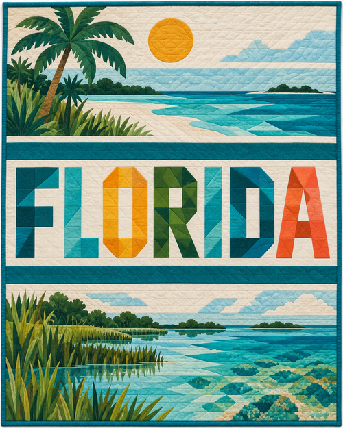 Florida Typography Bars quilt blanket design