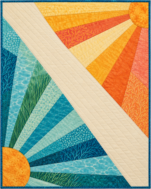 Florida Sunrise Fans quilt blanket design