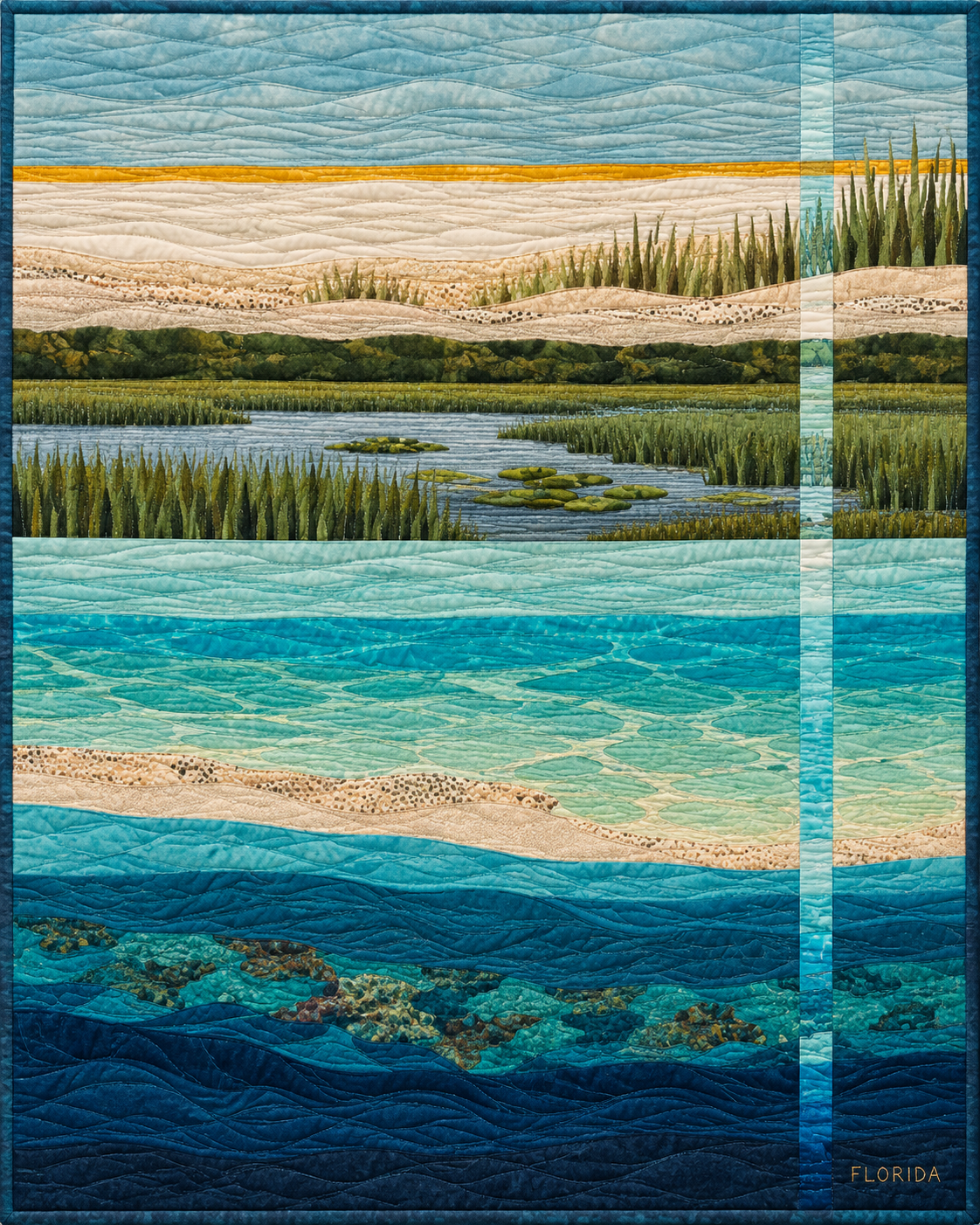 Florida Landscape Strata quilt blanket design