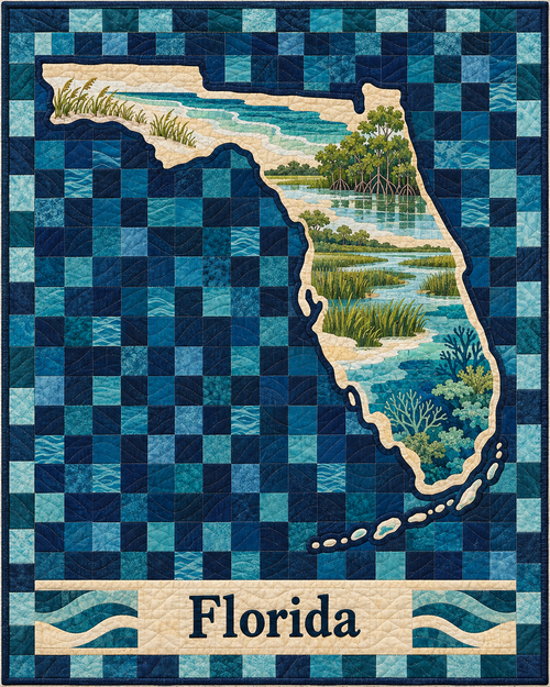 Florida Map Mosaic quilt blanket design