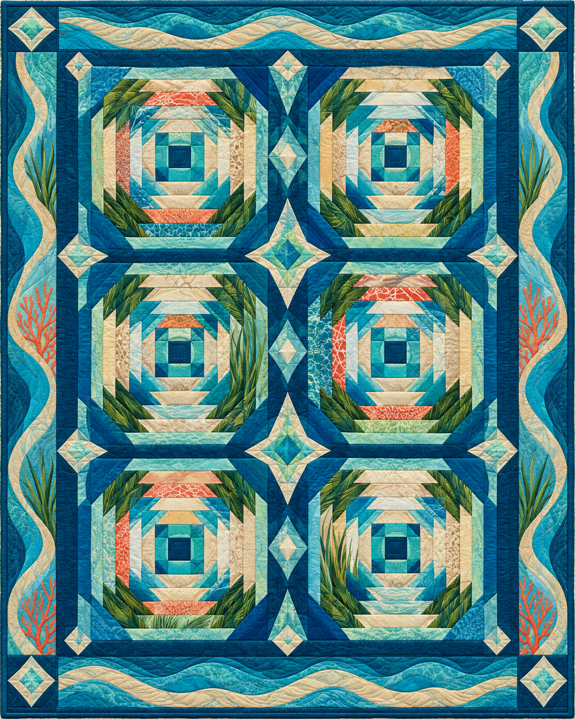 Florida Pineapple Radiance quilt blanket design