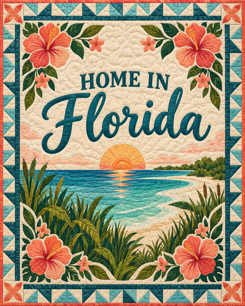 Florida Home Saying quilt blanket design