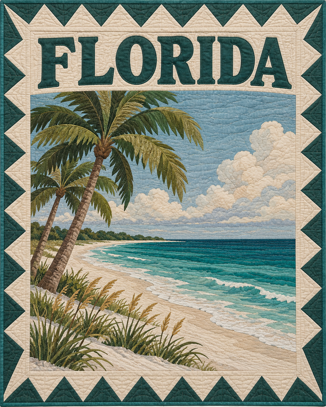 Florida Scenic Postcard quilt blanket design